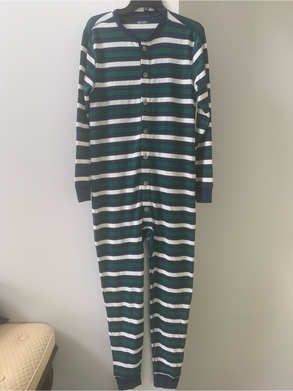 Old Navy Navy, Green & White Striped Onesie